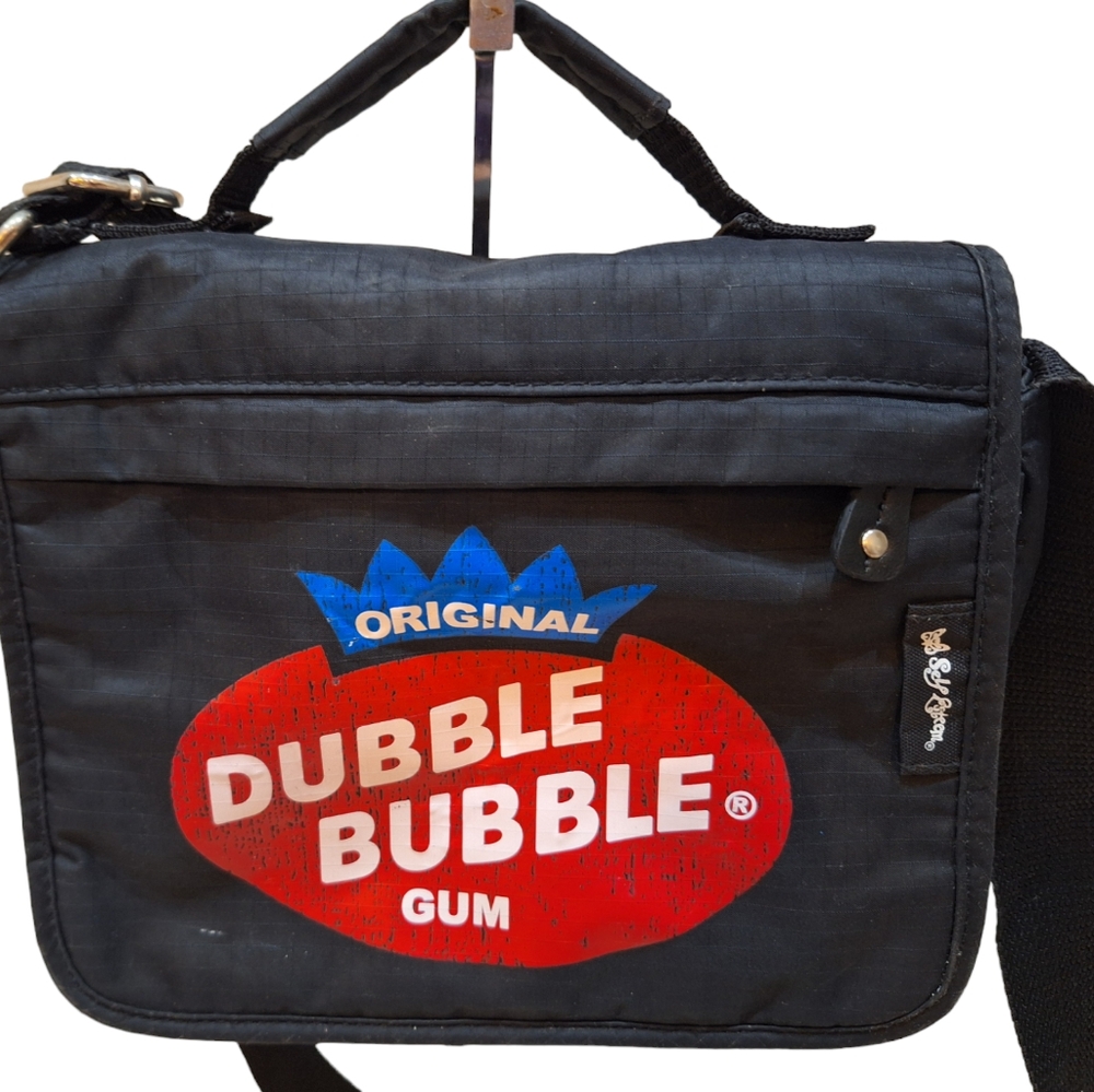 Vintage Self Esteem DUBBLE BUBBLE GUM Black Messenger Style Purse Bag GUC